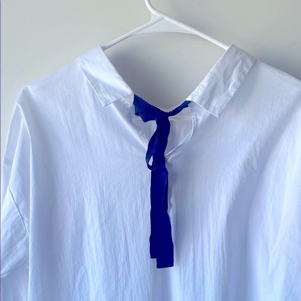 Naked Zebra White Button Down Top with Classic Collar - Picture 3 of 8